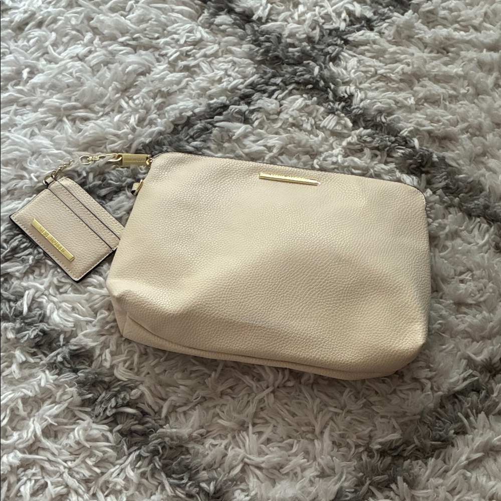 Steve Madden Cream Cosmetic Bag